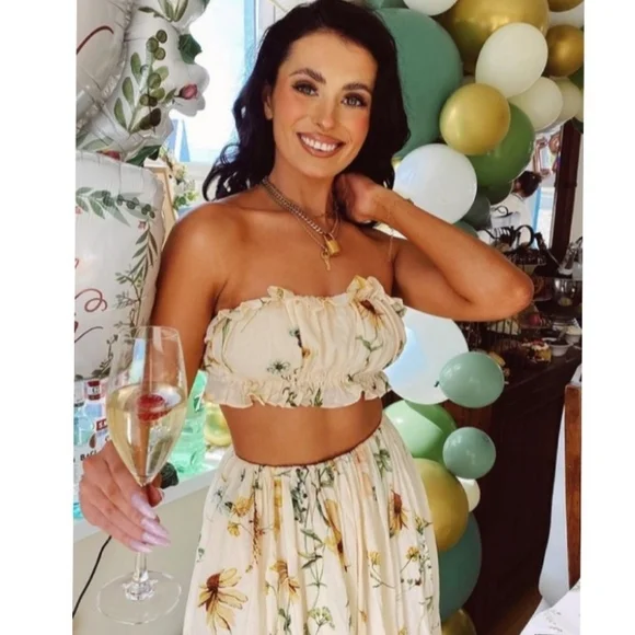 H&M Wildflower Collection Crop Top and Skirt Set sz L - Picture 4 of 13